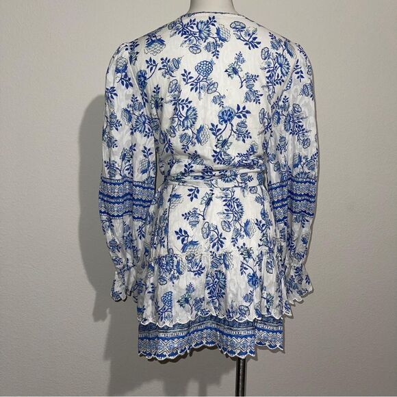 Hemant & Nandita Belted Mini Dress in Cobalt & White, Excellent, Size XXL - Picture 8 of 11